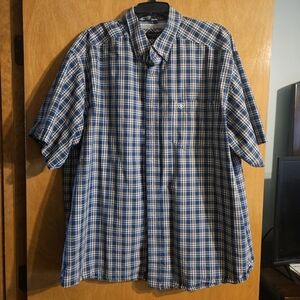 Ariat Men's Navy and White Checkered Shirt 2XL